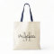 Glamorous black and white name monogram tote bags