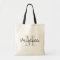 Glamorous black and white name monogram tote bags