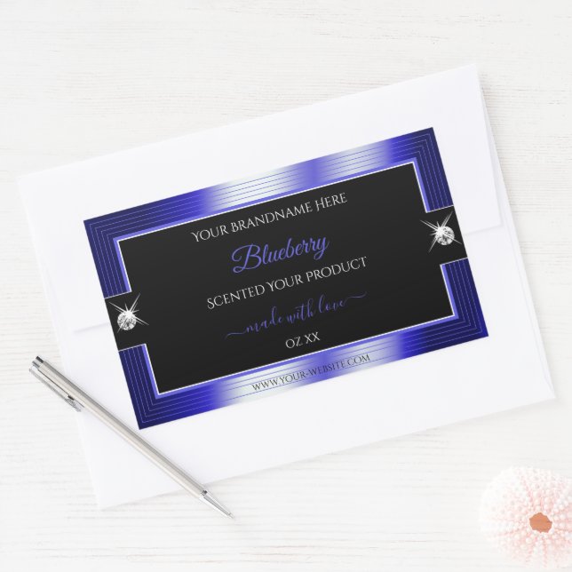 Glamorous Black Blue Shiny Brilliant Product Label (Envelope)