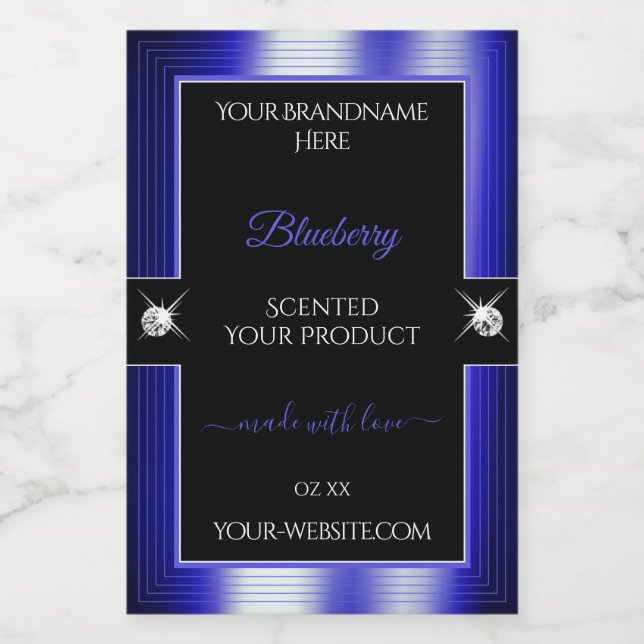 Glamorous Black Blue Shiny Brilliant Product Label (Single Label)