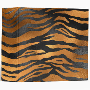 Glamorous Black Brown Tiger Stripes Animal Print 3 Ring Binder