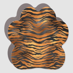 Glamorous Black Brown Tiger Stripes Animal Print Car Magnet