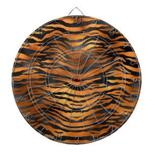 Glamorous Black Brown Tiger Stripes Animal Print Dart Board