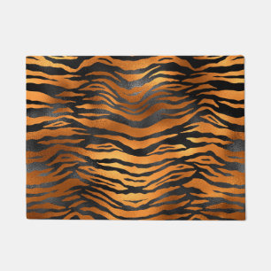 Glamorous Black Brown Tiger Stripes Animal Print Doormat
