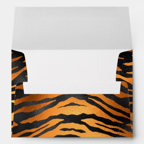 Glamorous Black Brown Tiger Stripes Animal Print Envelope
