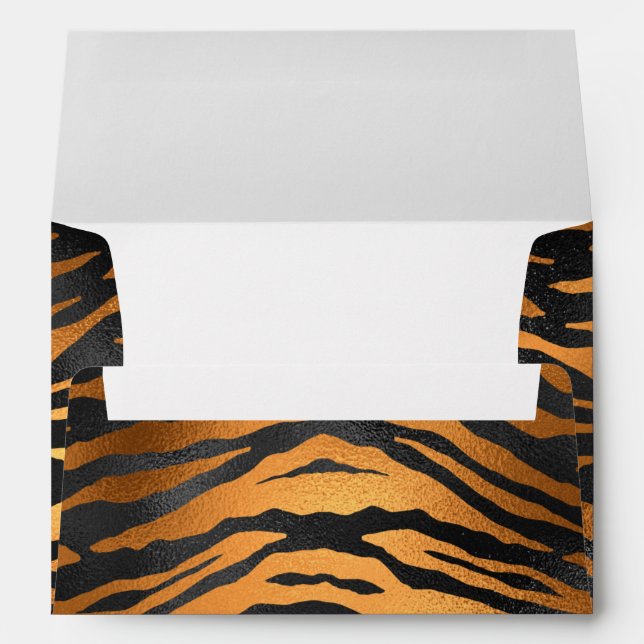 Glamorous Black Brown Tiger Stripes Animal Print Envelope (Back (Bottom))