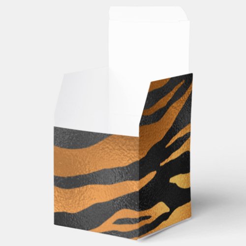 Glamorous Black Brown Tiger Stripes Animal Print Favor Boxes