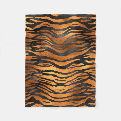 Glamorous Black Brown Tiger Stripes Animal Print Fleece Blanket