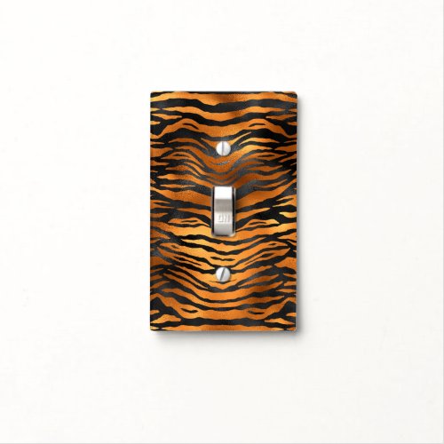Glamorous Black Brown Tiger Stripes Animal Print Light Switch Cover