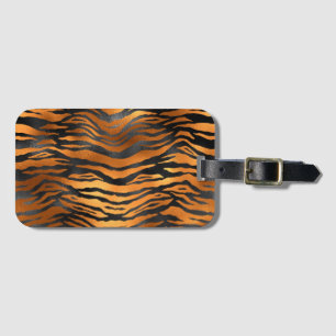 Glamorous Black Brown Tiger Stripes Animal Print Luggage Tag