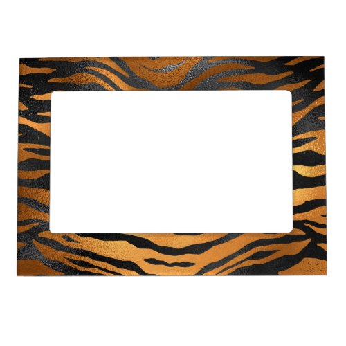 Glamorous Black Brown Tiger Stripes Animal Print Magnetic Frame