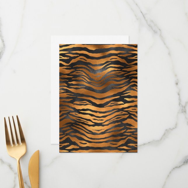 Glamorous Black Brown Tiger Stripes Animal Print Menu (Front/Back In Situ)