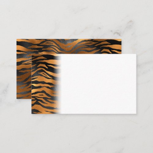 Glamorous Black Brown Tiger Stripes Animal Print Place Card