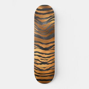 Glamorous Black Brown Tiger Stripes Animal Print Skateboard