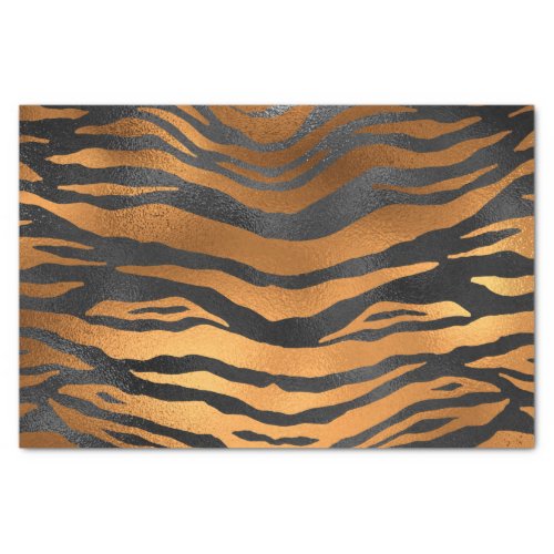 Glamorous Black Brown Tiger Stripes Animal Print Tissue Paper