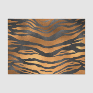 Glamorous Black Brown Tiger Stripes Animal Print Tissue Paper