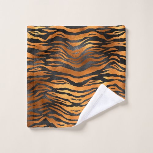 Glamorous Black Brown Tiger Stripes Animal Print Wash Cloth