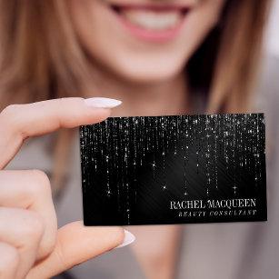 Glamorous Black Glitter Drips Business Card