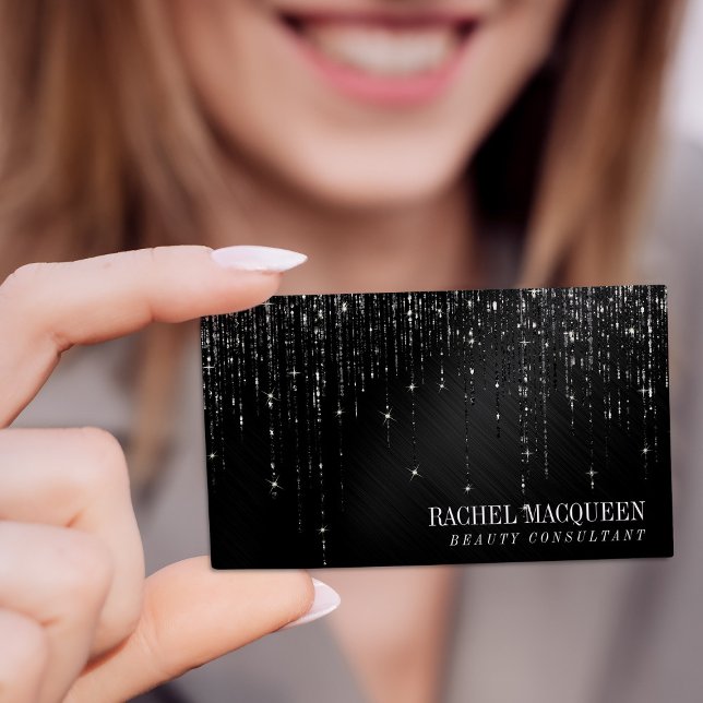 Glamorous Black Glitter Drips Business Card (Creator Uploaded)