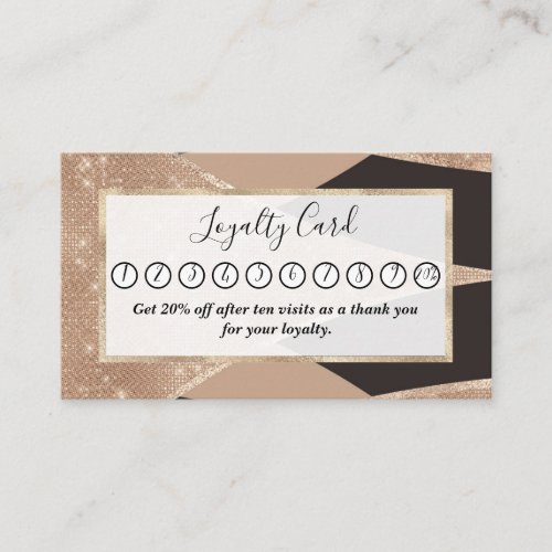 Glamorous Black Gold Glitter Curved Triangle Geo Loyalty Card