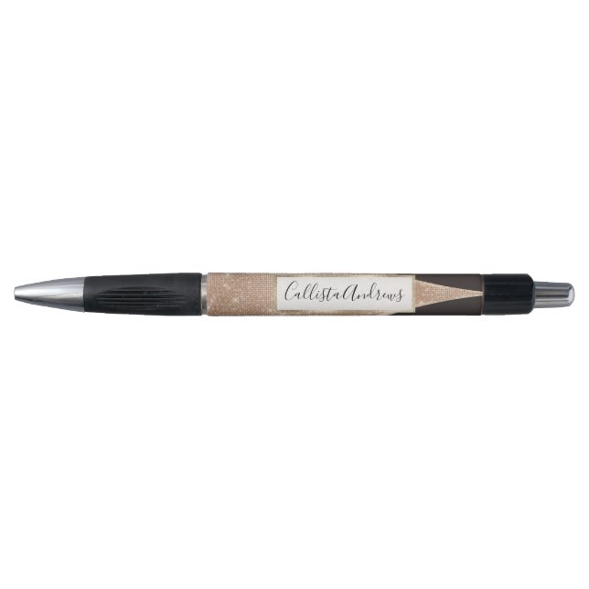Glamorous Black Gold Glitter Curved Triangle Geo Pen (Front)
