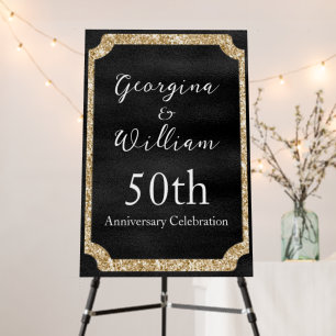 Glamorous Black & Gold Hollywood Event Party Sign