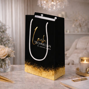 Glamorous Black & Gold Lash Tech  Small Gift Bag