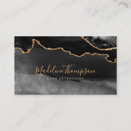 Glamorous Black Gold Marble Agate Geode Business Card