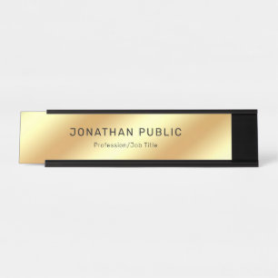 Glamorous Black&Gold Modern Elegant Luxury Top Desk Name Plate