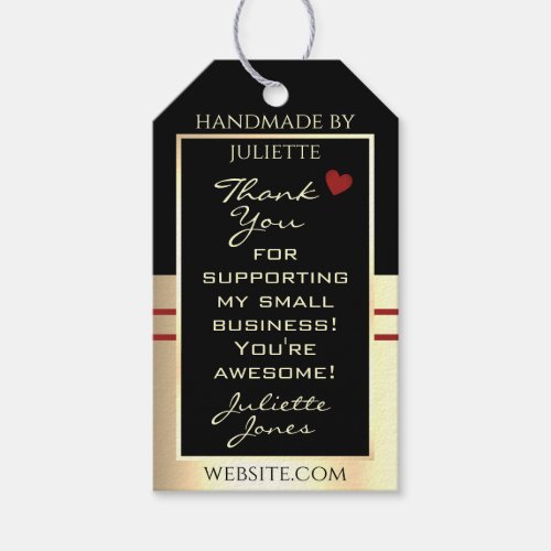 Glamorous Black  Gold Product Packaging Thank You Gift Tags