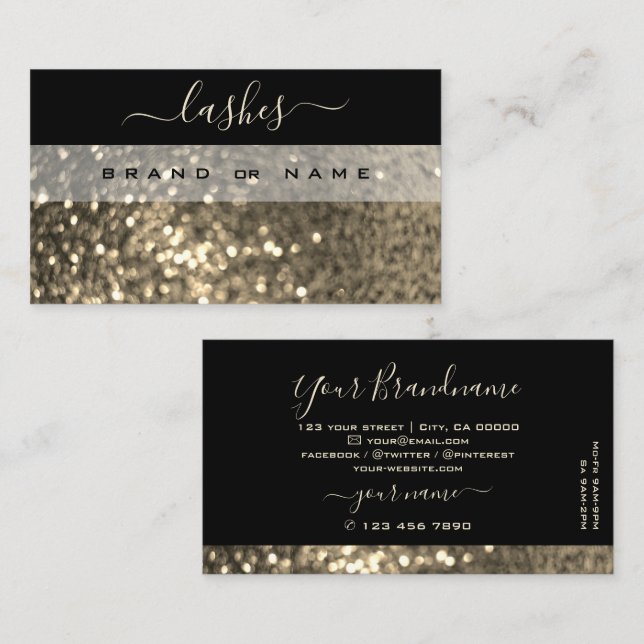 Glamorous Black Gold Sparkle Glitter Professional Business Card (Front/Back)