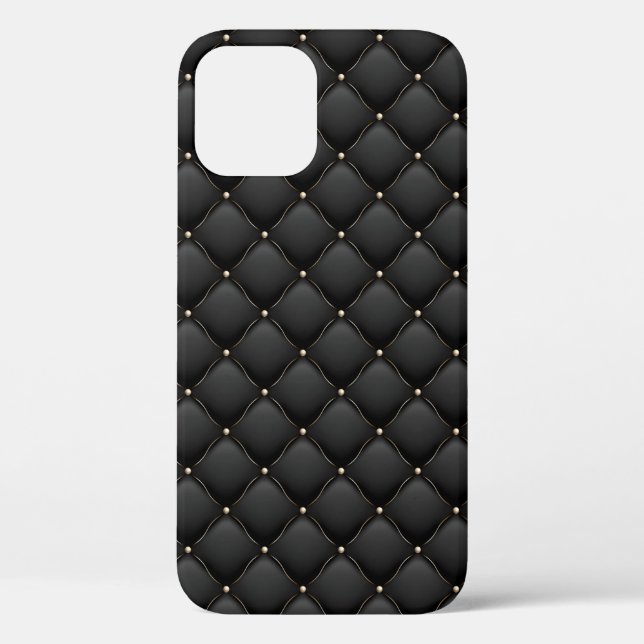 Glamorous Black Gold Studded Quilted Pattern Case-Mate iPhone Case (Back)