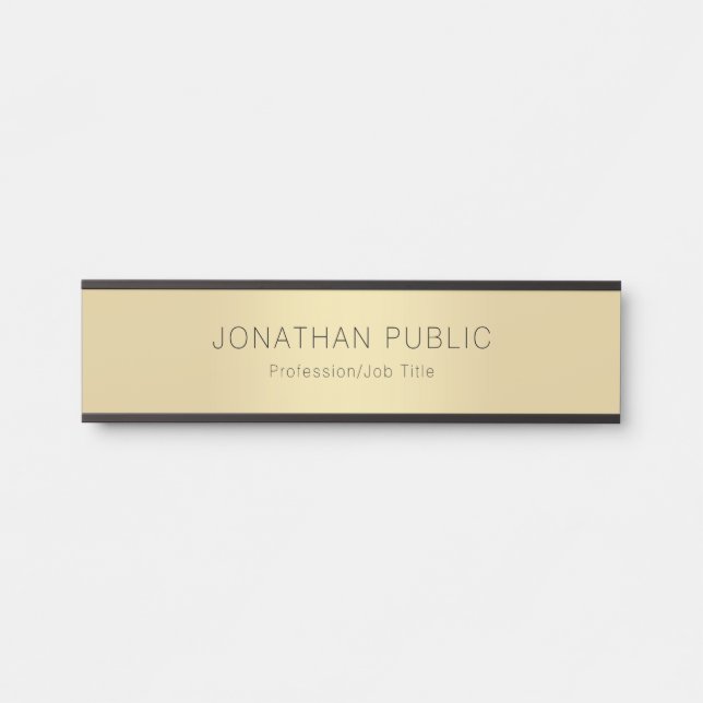 Glamorous Black Gold Template Modern Professional Door Sign (Front)