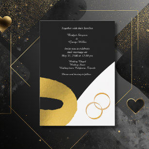 glamorous black gold wedding decor invitation     
