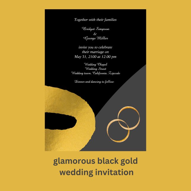 glamorous black gold wedding decor invitation      (glamorous black gold wedding decor invitation by wedding Hobinishop)