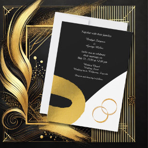 glamorous black gold wedding decor invitation     