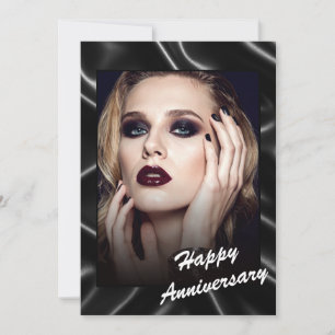 Glamorous Black Leather Anniversary Flat Card