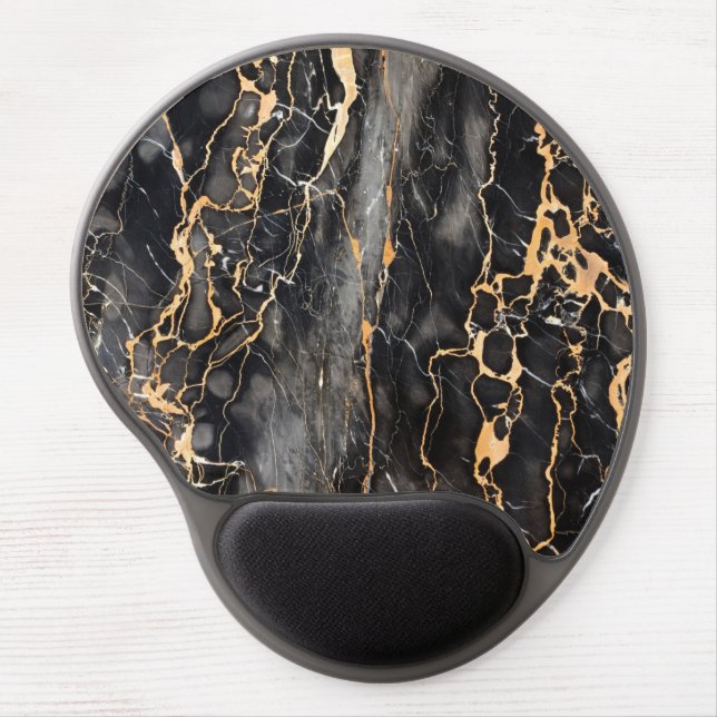 Glamorous Black Marble Gel Mouse Pad (Front)