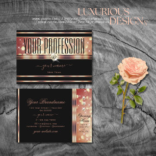 Glamorous Black Rose Gold Glitter Sparkle Diamonds Business Card
