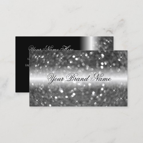 Glamorous Black Silver Sparkling Glitter Stylish Business Card