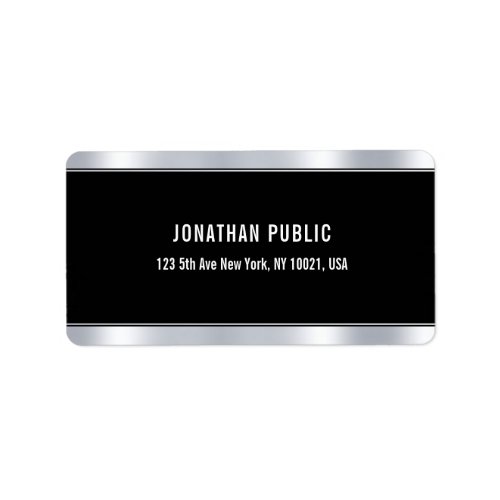 Glamorous Black Silver Template Elegant Address Label