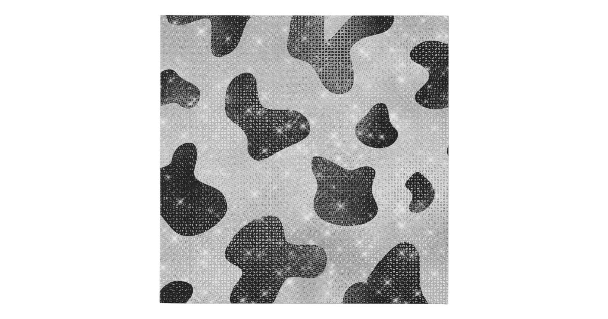 Glamorous Black Sparkly Glitter Sequins Cow Print Wrapping Paper