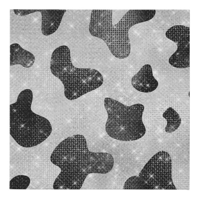 Glamorous Black Sparkly Glitter Sequins Cow Print (Front)