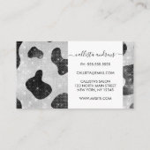 Glamorous Black Sparkly Glitter Sequins Cow Print Business Card (Back)