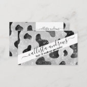Glamorous Black Sparkly Glitter Sequins Cow Print Business Card (Front/Back)