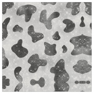 Glamorous Black Sparkly Glitter Sequins Cow Print Fabric