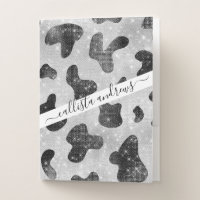 Glamorous Black Sparkly Glitter Sequins Cow Print