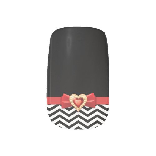 Glamorous black white chevron pattern minx nail wraps