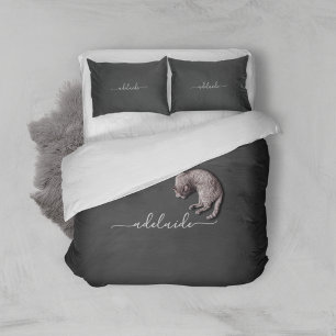 Glamorous black white monogrammed duvet cover