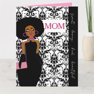 Glamorous Black & White Mother's African American Card